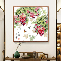 Multi-son-to-be cross embroidered 2021 new living room with fruit-laden grapes themselves embroidered with restaurant fruit line embroidered simple