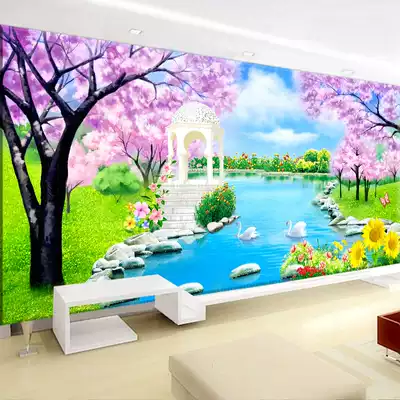 Pastoral style diamond painting full of diamonds European style landscape cherry tree cross stitch diamond embroidery 2021 new living room masonry painting