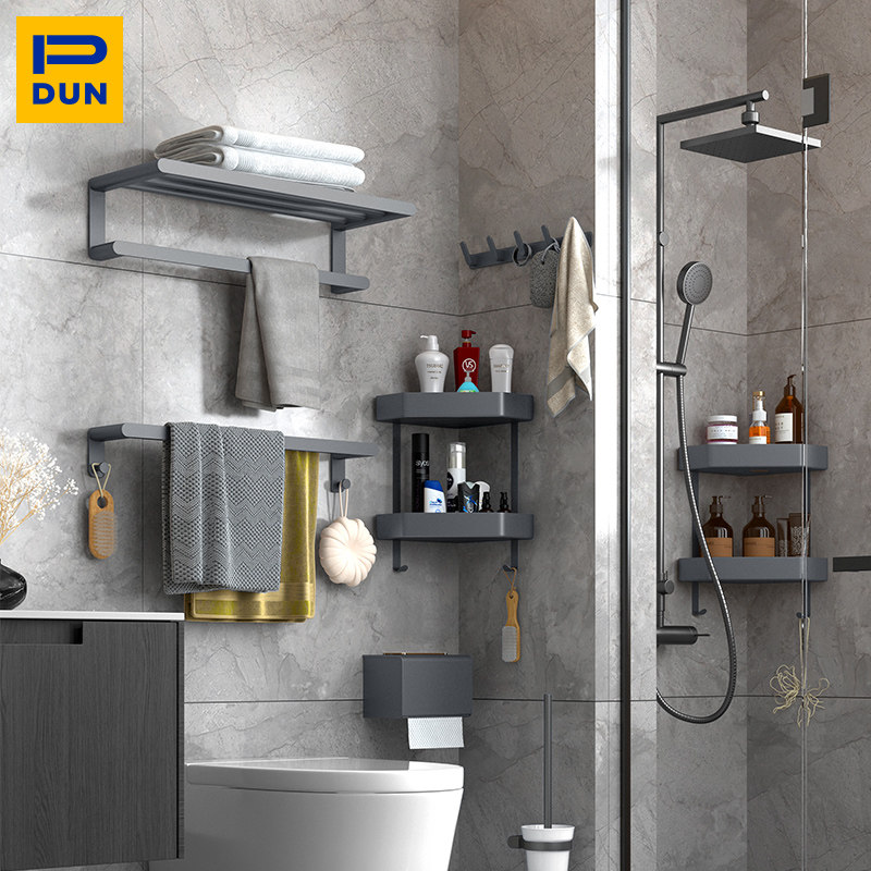 Light Extravagant Bathroom with Airy Towel Rack Makeup Room Free of perforated wall-mounted Toilet Gun Grey Bathroom Hardware Pendant Suit