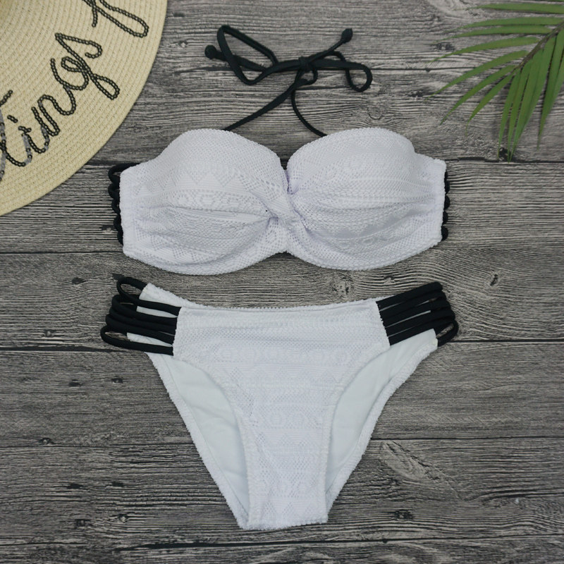 Knitted hollow sexy split triangle Korean fashion steel tow bikini bikini swimsuit swimsuit catwalk beach