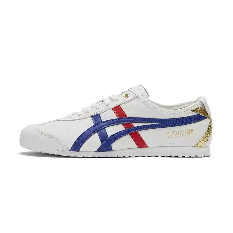 [Onitsuka Tiger鬼冢虎官网女鞋Mexico 66皮面白金男运动板鞋D507L]