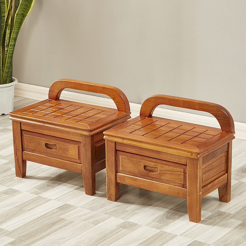 Solid wood stools Home changing shoes stool doorway small wooden stool square stool Chinese tea table stool multifunction short bench removable
