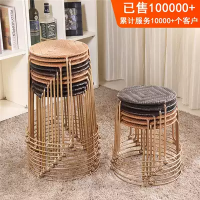 Convenient storage folding rattan small round stool low stool table stool chair plastic stool iron stool bench light luxury household