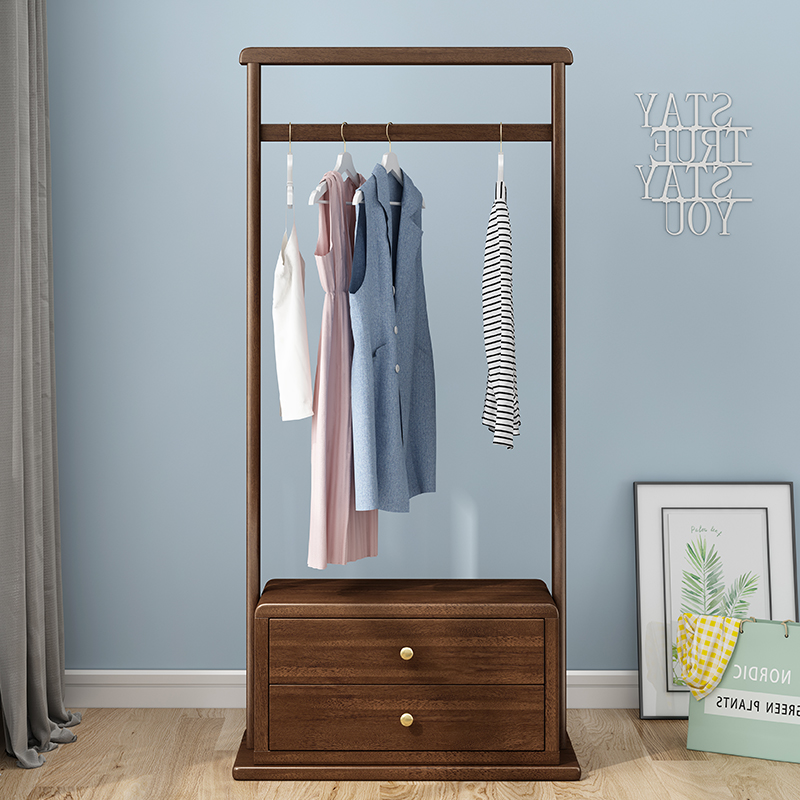 Walnut wooden hat rack door bedroom room with bedside cabinet hanging rack in one multi-functional clothes cabinet