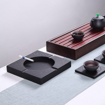 Haopin modern simple black gold stone ashtray Living room office decoration stone creative high-end retro cigarette