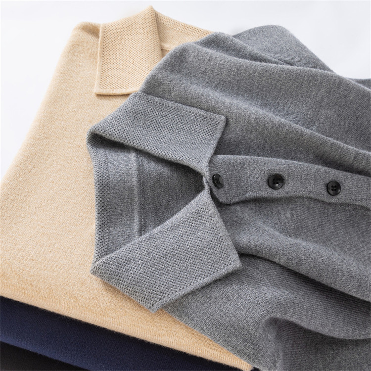 Autumn and Winter Men's Knitwear, Solid Color Polo Collar Knit Base Shirt, Pullover Style, Long-Sleeve Sweater with a Turn-Down Collar