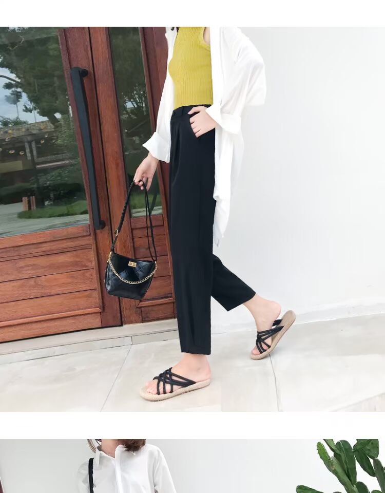Quần Harlan nữ chín quần 2019 mùa hè mỏng phần ống thẳng ống quần phù hợp với quần chân quần củ cải - Khởi động cắt quần lửng nữ