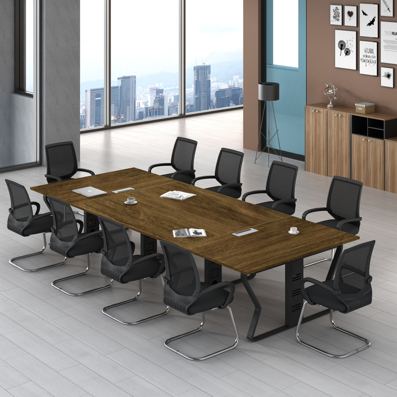 Guangzhou office furniture conference table long table brief modern rectangular table staff training in negotiating table and chairs combination