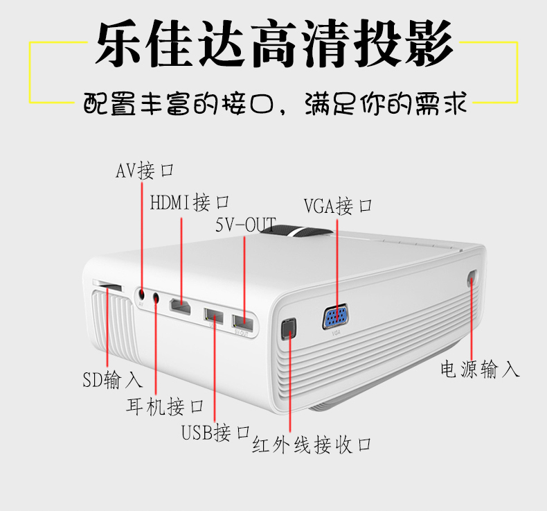 Máy chiếu Le Jiada YG400 3D nhỏ HD điện thoại di động máy chiếu thu nhỏ rạp hát tại nhà không dây wifi1080 phòng ngủ ký túc xá di động Android thông minh không có TV 2019 mới