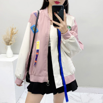 Spring Autumn Clothing Baseball Suit Jacket Woman Han Version Loose Fashion 100 Hitch Color Jacket Casual Blouse Comeback Short Coat