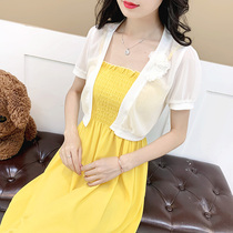 2021 summer new chiffon small shawl short section outside the shoulder cardigan top womens sunscreen clothes super fairy small coat