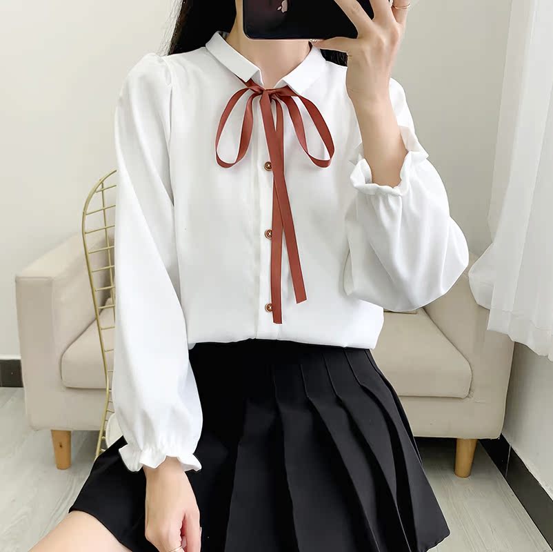 Snowspun Shirt Woman 2021 Autumn Dress New Long Sleeve Shirt Temperament Laces With Undershirt Design Sensation of a small crowd blouses