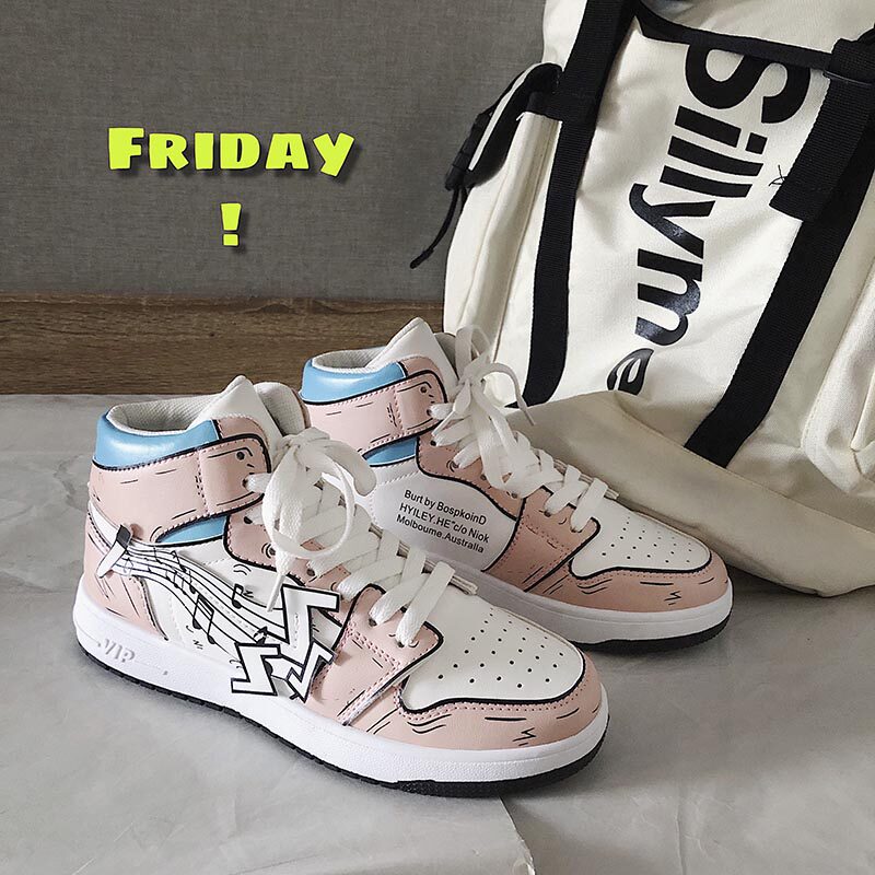 Pink pickup joint shoes aj1 Air Force One high-top shoes men's Korean version of the trend couple shoes women's winter shoes