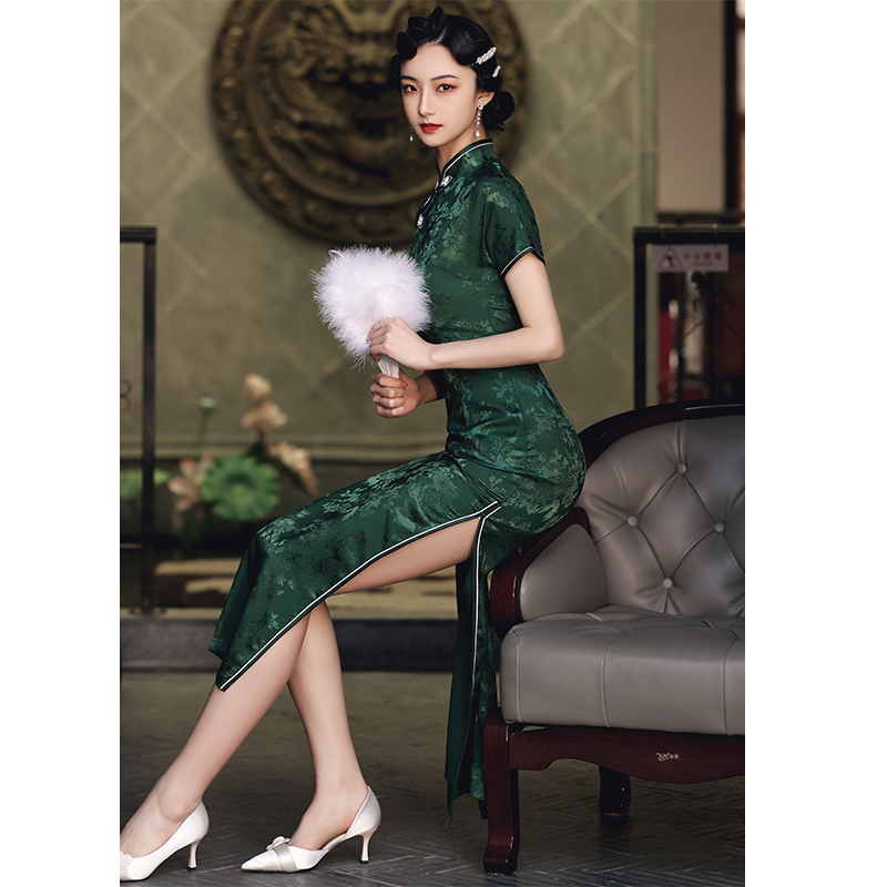 Retro spring summer long fitted cheongsam, elegant dress, 2021 years Retro spring summer long fitted cheongsam, elegant dress, 2021 years
