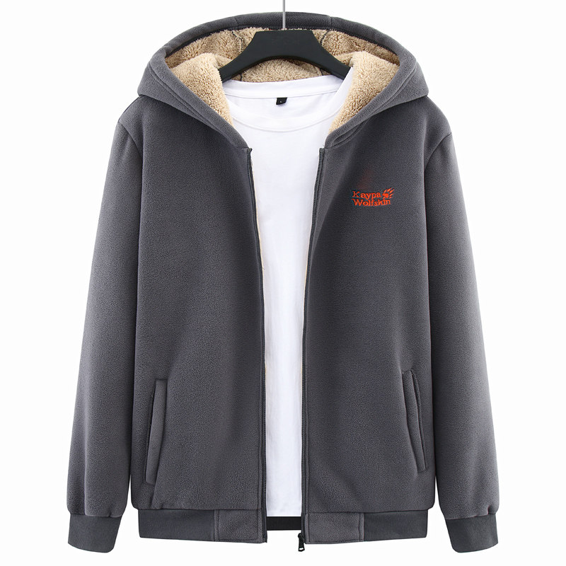 Sweater men's fleece thickening middle-aged middle-aged and elderly casual cardigan lamb fleece jacket winter men's coat winter - Taobao