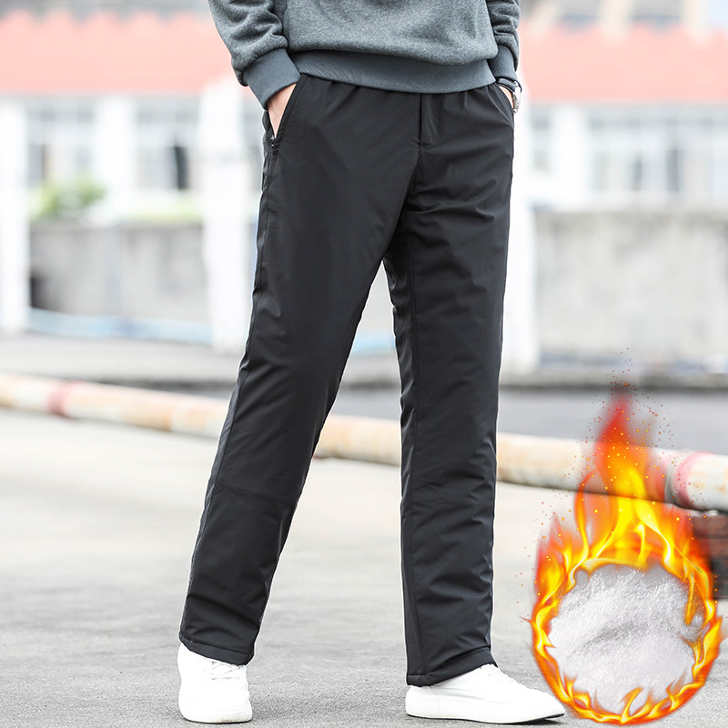 Men's winter plus cotton plus suede thickened pants men's middle-aged and elderly Dad cotton pants outside wearing warm and loose straight