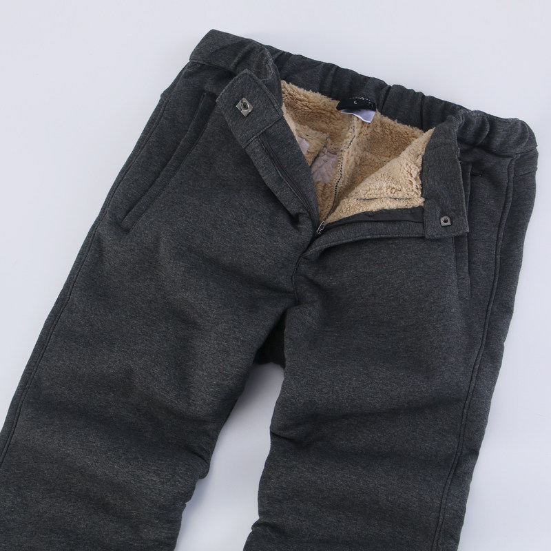 Men Straight Drum Cotton Pants Plus Suede Thickened Winter Middle Aged Lamb Suede Sports Pants Casual Pants Pants Men's Winter Pants