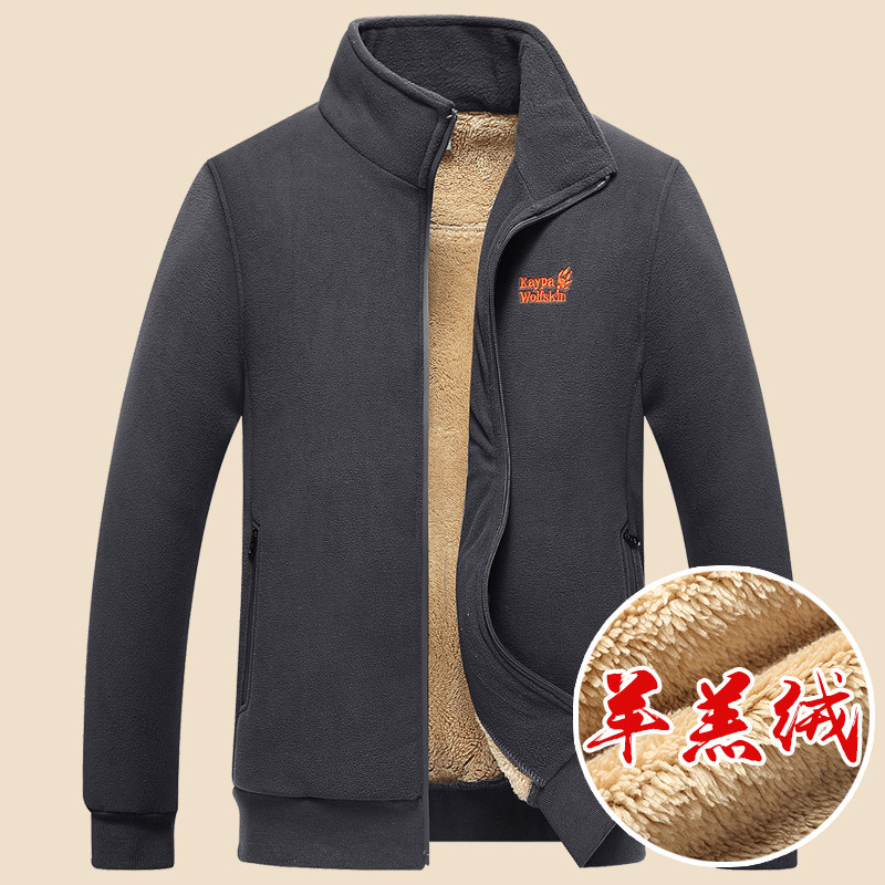 Winter gush sweatshirt men's lamb cashmere sweatshirt loose large size for older daddy blouses with velvet jacket