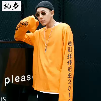 ulzzang Harajuku Wind Gothic Alphabet OVERSIZE Long Edition Long Sleeve T-Shirt Men and Women Hip Hop Street Dance Tide