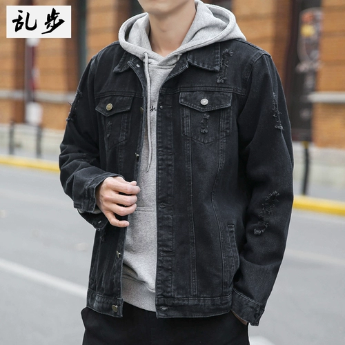 Мужская джинсовая осенняя трендовая универсальная куртка для отдыха, облегающий крой