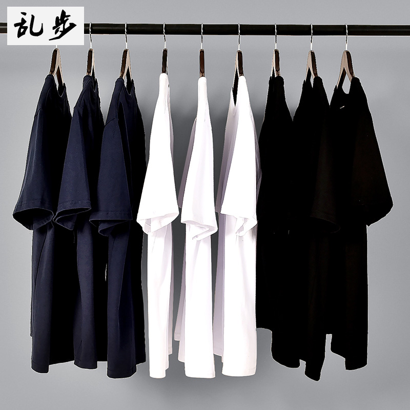 Retro 100 lap pure cotton pure color loose short sleeve undershirt T-shirt male and female tide cards half sleeve T-shirt Summer clothes