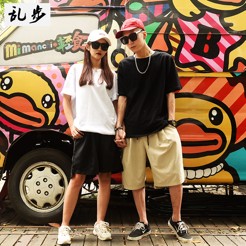 Hip hop men's and women's sports casual shorts Tide pants Loose five-point pants Random step summer overalls Beach pants Harlan pants