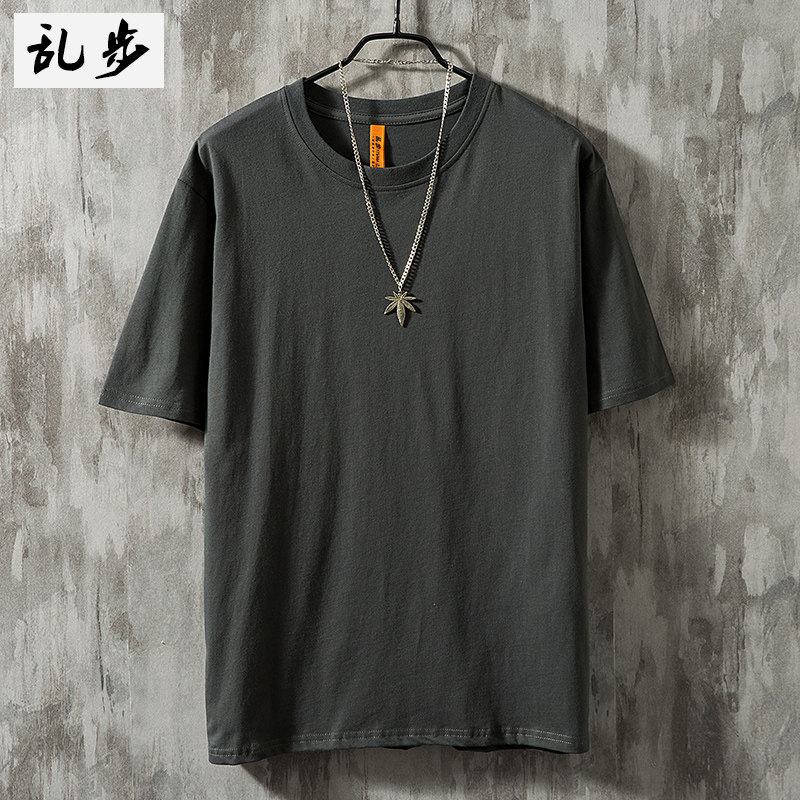 T-shirt men's and women's pure cotton summer trend couple short-sleeved bottoming T-shirt solid color youth loose half-sleeved top clothes