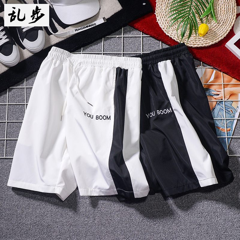 summer men's beach pants loose casual embroidered trendy sports half length pants ins overheated pants men