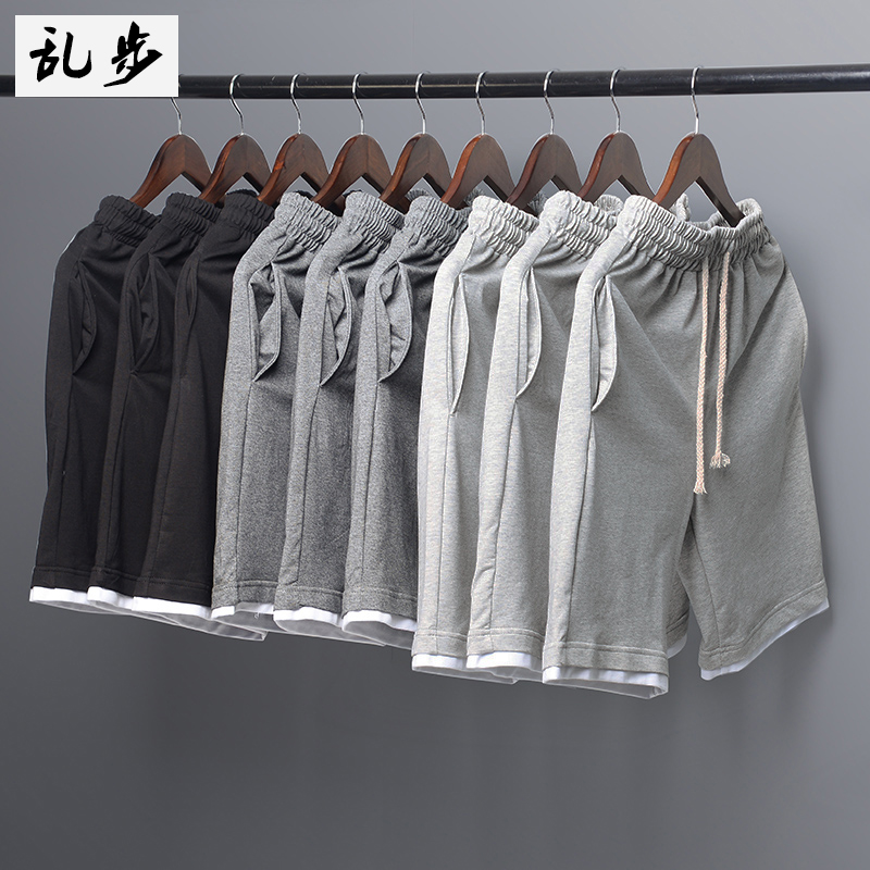 Loose Shorts Men's Summer Casual Pants Boomers Korean Version Pure Color Sports Pants Running 50% Pants Porn Pants 50% Pants