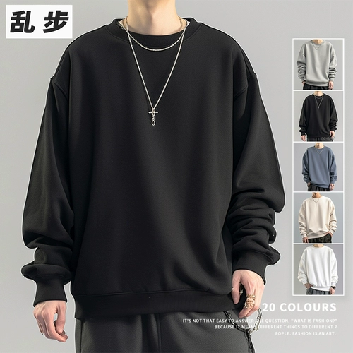 Базовый приятный телу брендовый лонгслив с круглым воротником для отдыха, трендовая толстовка для школьников, в американском стиле, оверсайз