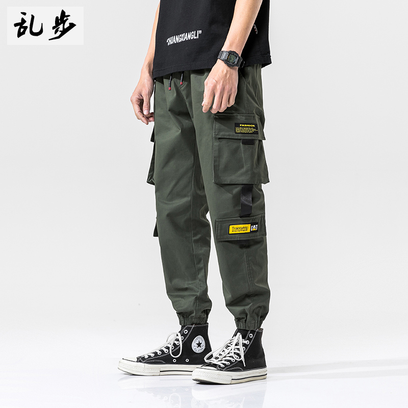 Overalls Men's fashion Pai Gow casual trousers summer Korean version of the trend drawstring loose and wild Harun pants