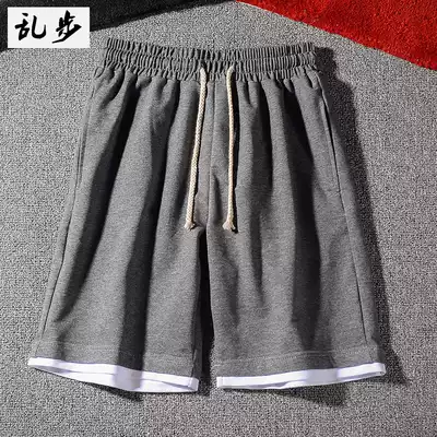 ulzzang fake two-piece shorts men's Korean summer running sports pants fitness pants tide five-point pants couple pants
