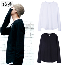 European and American Bieber with upper body casual long sleeve T-shirt front short back long solid color top base shirt tide oversize