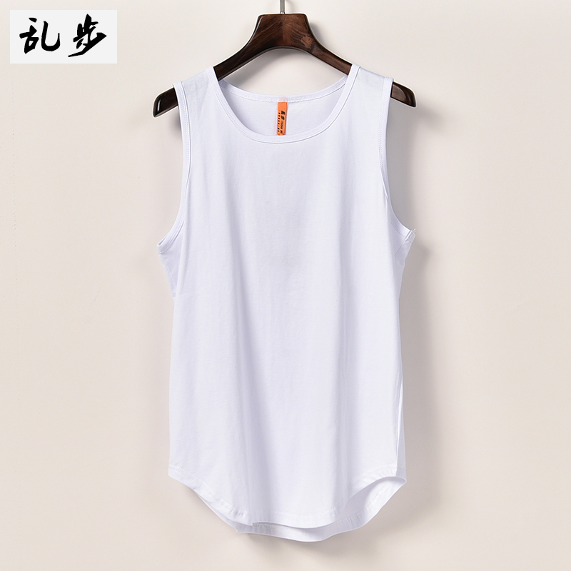 Day Series Tides Pure color sweatshirt Sweat vest Men's Korean version original Cebu No sleeves T-shirt pure cotton trendy undershirt