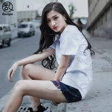 Длинная хлопковая цветная футболка с коротким рукавом, оверсайз