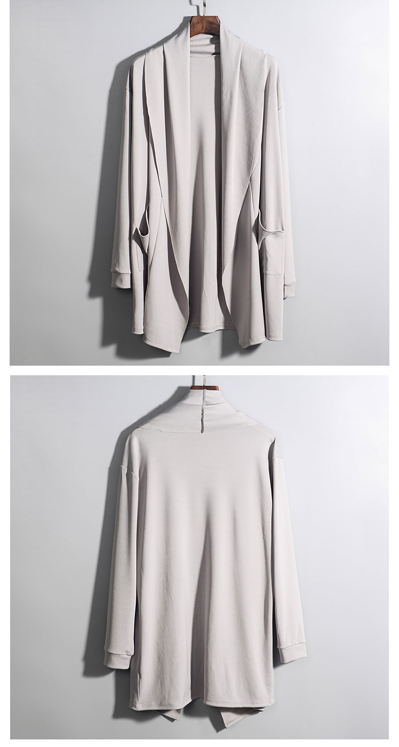 Mùa xuân Nhật Bản phiên bản Hàn Quốc của nam giới áo dài phần áo gió ve áo mỏng áo len cardigan dài tay áo len quần áo nam áo gió đôi