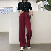 Wide leg pants womens high waist hanging 2020 spring new straight loose black pants suit pants mopping womens pants