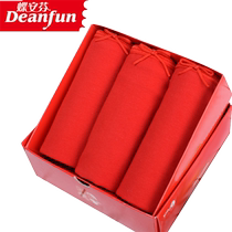 Die Anfen Womens Underwear Mid-waist Big Red Festive Red Birth Year Stretch Cotton Boxer Briefs Womens Shorts 3 Pairs