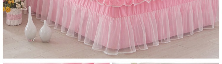 Phiên bản Hàn Quốc của công chúa váy ren loại giường bao gồm loại 4 bốn bộ màu sắc rắn ren chăn trải giường 1.5 / 1.8 nhiều bộ bộ ra nệm
