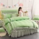 Yu Xuân chúa Hàn Quốc màu ren chải đôi lá sen ren một mảnh chăn chăn 1.5m1.8m - Quilt Covers