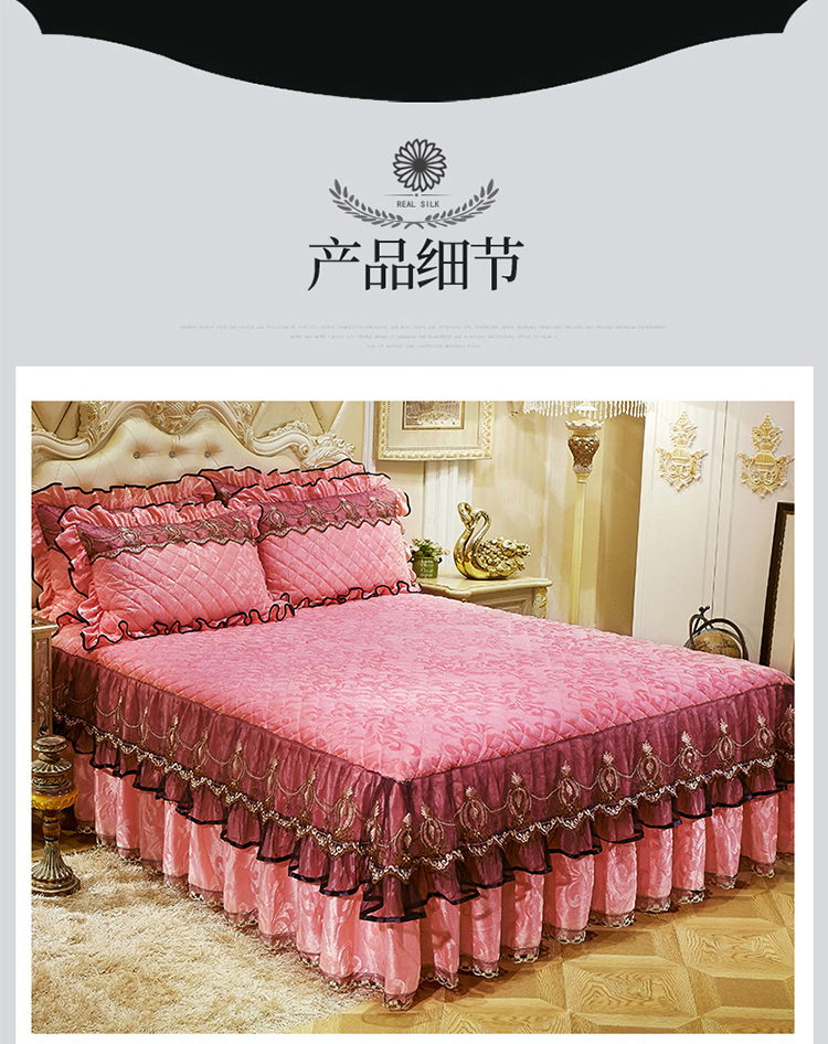 萱 lông châu Âu chăn ren giường đơn mảnh nhung ấm đệm đệm giường ngắn sang trọng Simmons trải giường váy giường đẹp	