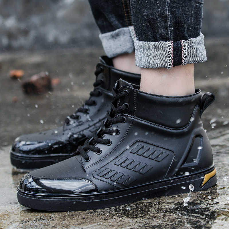 Fashion rain shoes men's tide low-top rain boots adult water shoes non-slip work rubber shoes outdoor waterproof large size fishing shoes