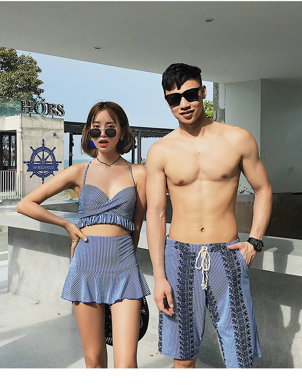 Cặp đôi Đồ bơi Phụ nữ Bikini Váy ba mảnh Váy bảo thủ Boxer Áo tắm Beach Resort Spa Đồ bơi - Vài đồ bơi 	đồ đi biển đôi	