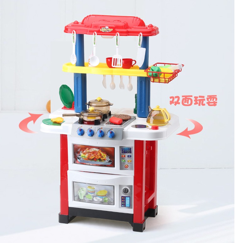 Bộ đồ chơi nhà bếp cho bé gái mô phỏng bé nhà bếp nấu ăn Bắc Mỹ nấu cơm mini 3-6 tuổi - Phòng bếp kệ gia vị treo tường