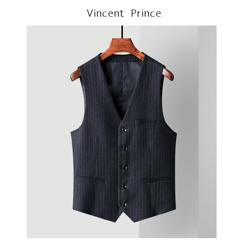 Business Casual Striped Suit Waistcoat Groom Groom Gown in Korean version Vests Fashion Vest Fashion Career Positive Dress