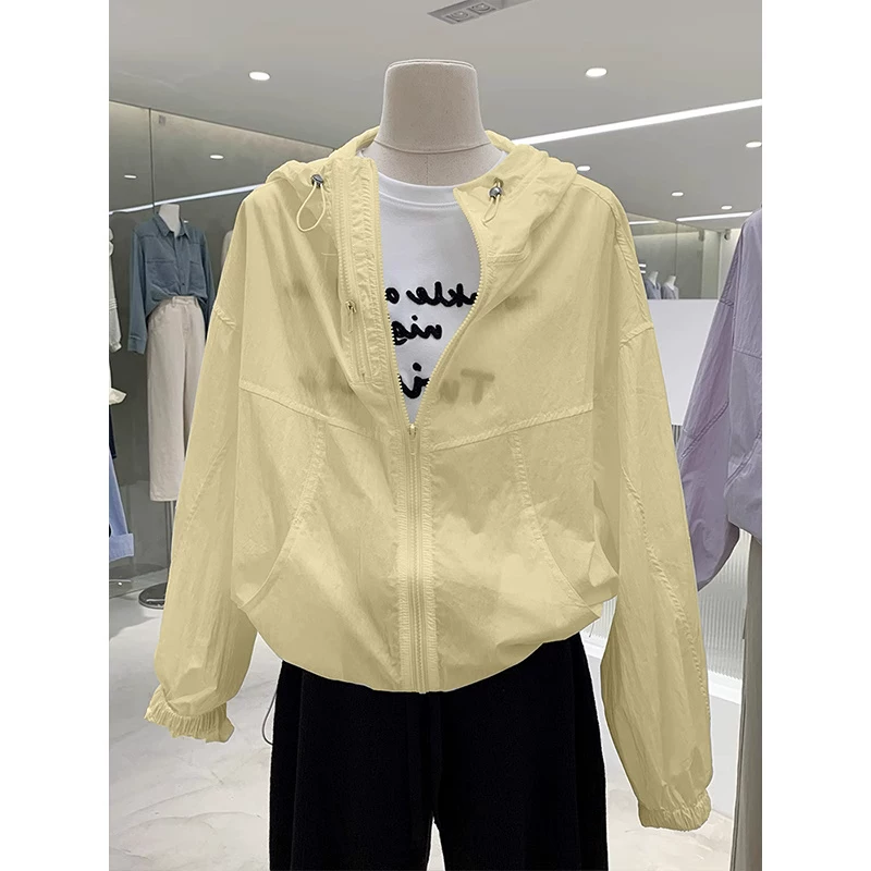 Легкая летняя куртка с капюшоном, oversize, защита от солнца