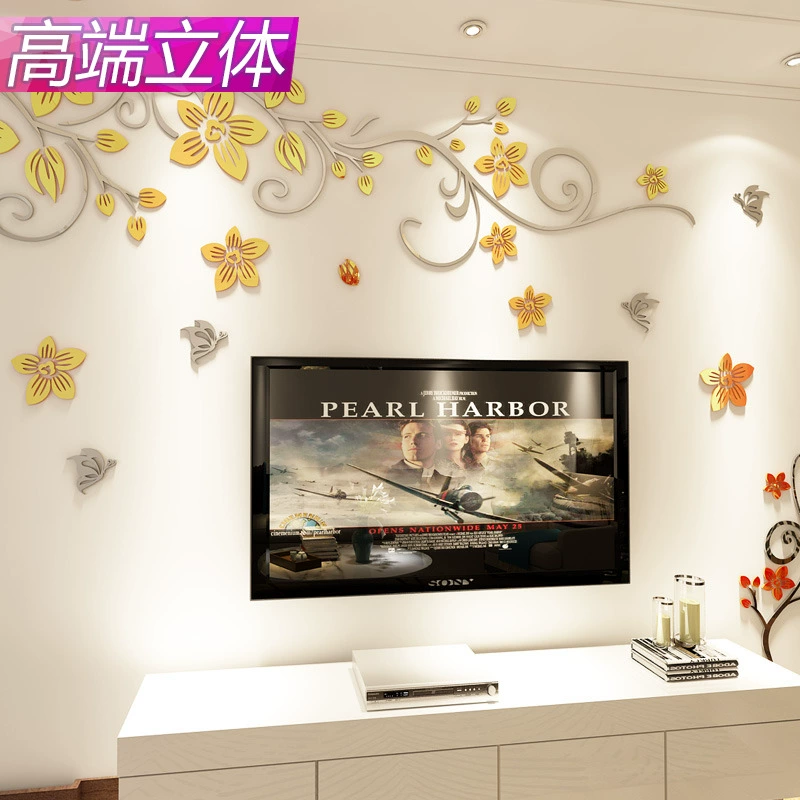 Crystal acrylic 3D ba chiều nền dán tường trang trí phòng khách TV tường giấy tự dính giấy dán tường phòng ngủ - TV