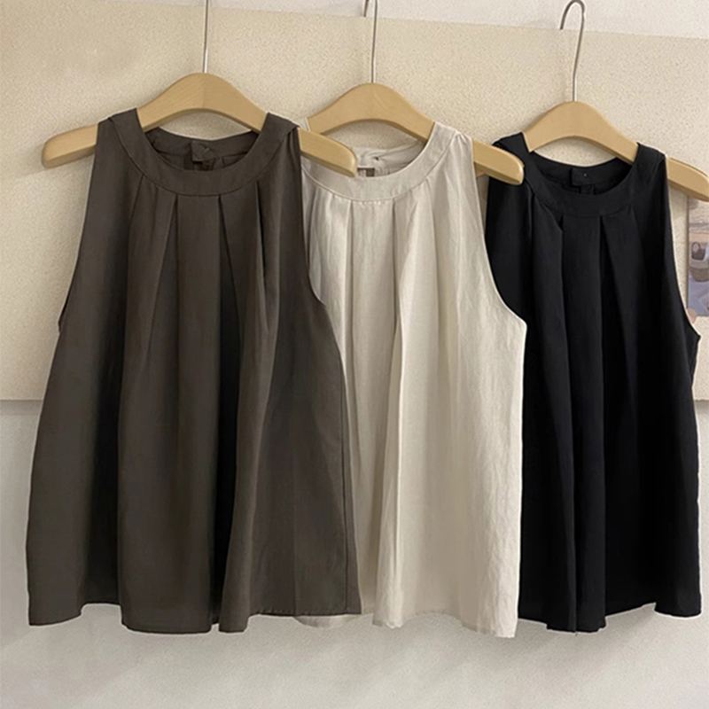 ベストレディース2025新しい夏のアウトドアウェアデザインは非常に美しく、ユニークなコットンとリネンのホルターネックノースリーブトップです