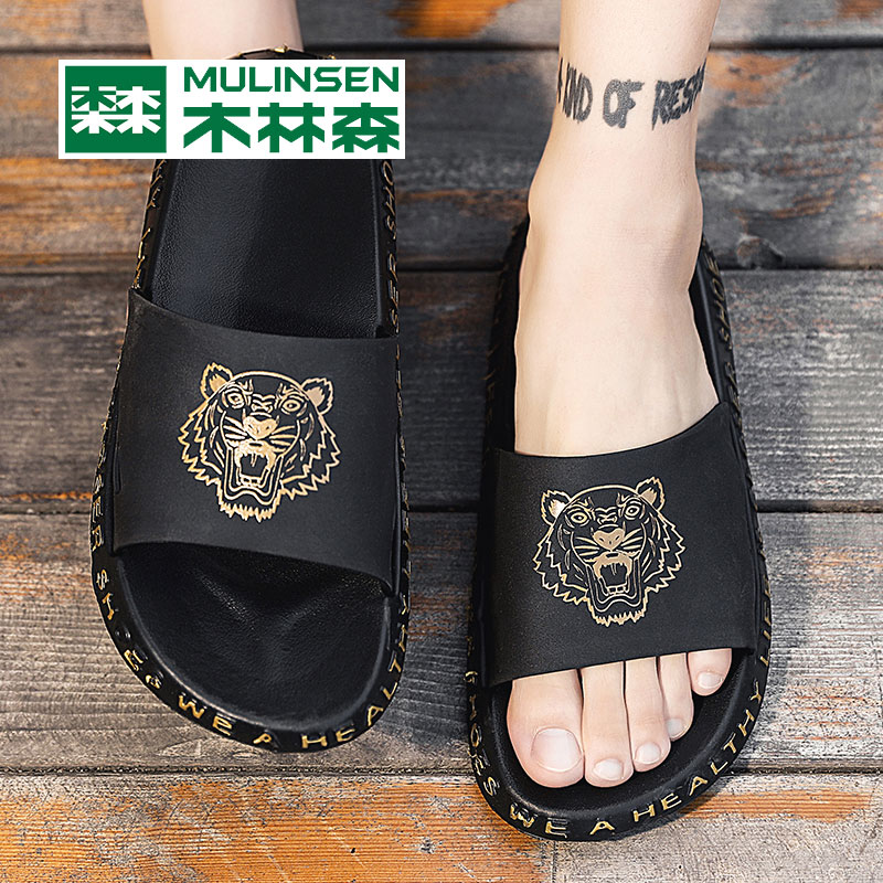 Wood Linson Slippers Male Outwear Dins Tide Summer 2022 New Net Red Word Drag Soft Bottom Non-slip Lovers Cool Tug