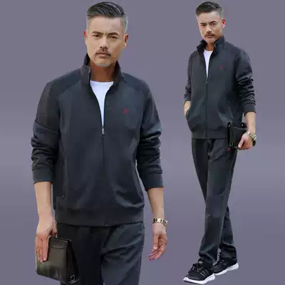 Middle-aged sports suit men's three-piece father autumn coat large size elderly casual sportswear men running